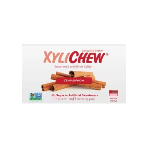 obrázek skořicové Xylitol žvýkačky - 1 blistr od Xylichew v blisteru po 12 ks na bílém pozadí | Pro webové stránky: healthychewinggum.com | Zdroj: Xylichew