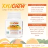 image of xylitol Fruit chewing gum and a bottle with 60 pcs from Xylichew with labels on the benefits of chewing without aspartam (aspartam free) | For website: healthychewinggum.com | Source: Xylichew