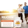 picture of man and woman running at sunset and with the bag of xylitol Fruit chewing gums from Xylichew without aspartam (aspartam free) | For website: healthychewinggum.com | Source: Xylichew