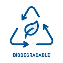 Leaf and natural biological process icon in the form of 3 arrows in a triangle - depicting biodegradable healthy chewing gum (or ingredients contained in healthy chewing gum) depicting the gentle use of natural resources in the production of products (biodegradable) drawn with a blue line | Source: healthychewinggum.com | For website: healthychewinggum.com