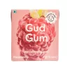 image of Gud Gum Raspberry All Natural Chewing Gum in a front flip box with 15 gummies on a white background | Chewing gum without plastic, sugar, sustainable, compostable and aspartame free | For website: healthychewinggum.com | Source: Gud Gum