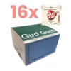 Velké balení přírodních žvýkaček - malinová příchuť - velké balení s 16 krabičkami znázorněno na velkou krabičkou číslem 16x | Autor: Jiří Samuel | Pro web: healthychewinggum.com