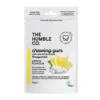 Natural chewing gum - lemon free-plastic materials and free-harmful chemicals from Swedish brand The Humble Co. - white paper bag with black text in English, featuring a lemon, gum, and logo.